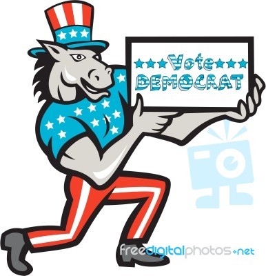 Vote Democrat Donkey Mascot Cartoon Stock Image