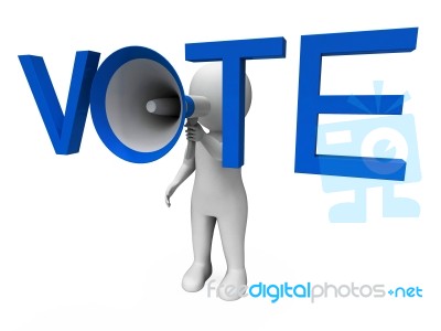 Vote Hailer Shows Voting Poll And Polling Stock Image