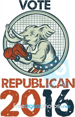 Vote Republican 2016 Elephant Boxer Etching Stock Image