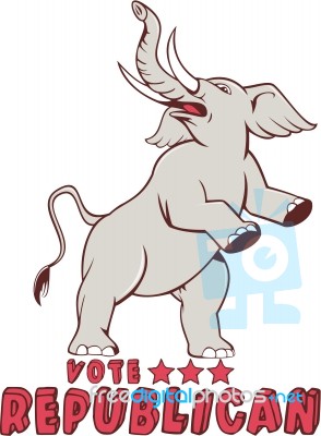 Vote Republican Elephant Mascot Cartoon Stock Image