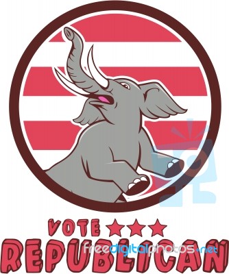 Vote Republican Elephant Mascot Circle Cartoon Stock Image