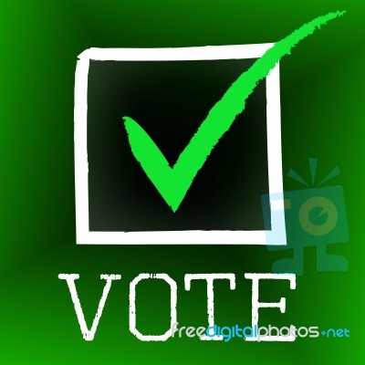 Vote Tick Represents Decision Confirmed And Choosing Stock Image