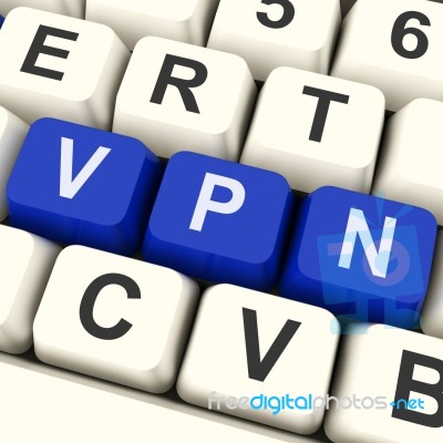 Vpn Key Shows Virtual Or Remote Private Network Stock Image