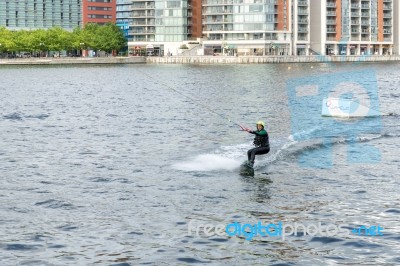 Wakeboarding At North Greenwich Stock Photo