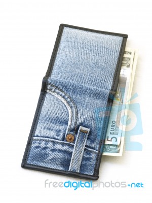 Wallet And Banknote Stock Photo