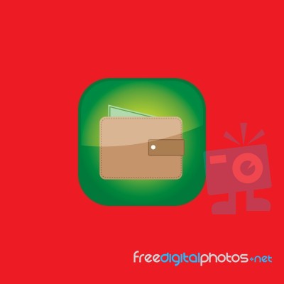 Wallet Button Icon Flat   Illustration  Stock Image