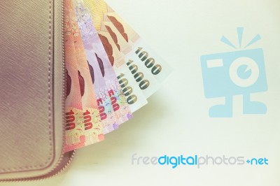 Wallet With Banknotes Stock Photo
