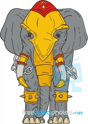 War Elephant Drawing Stock Image