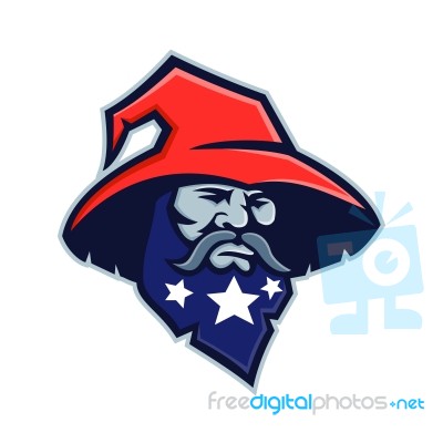 Warlock Stars On Beard Mascot Stock Image