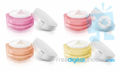 Warm Color Triangle Cosmetic Jar Open Cap Stock Photo