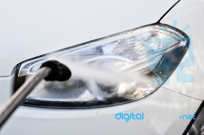 Washing Car Lamp Stock Photo