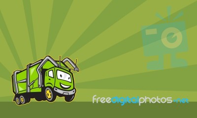 Waste Collection Garbage Rubbish Truck Cartoon Stock Image