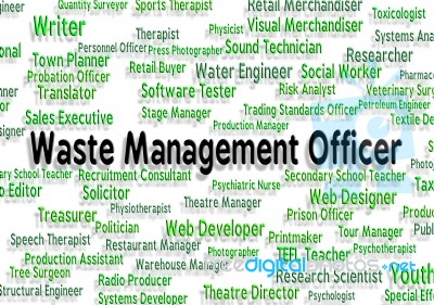 Waste Management Officer Representing Garbage Text And Rubbish Stock Image