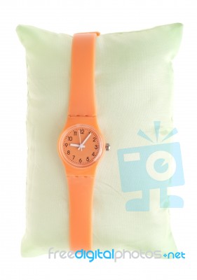 Watch On Pillow Stock Photo
