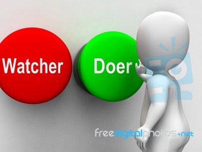 Watcher Doer Buttons Means Active Inactive Personality Type Stock Image