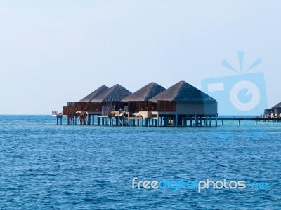 Water Bungalows At Maldives Stock Photo