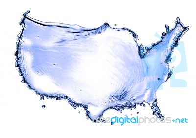 Water Splash In Concept USA Map Stock Photo