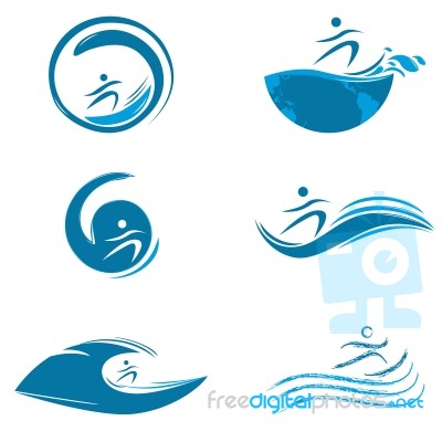Water Sports Icons Stock Image