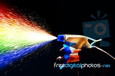 Water Spray Rainbow Stock Photo