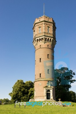 Water Tower With Blue Sky Stock Photo