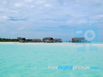Water Villa Cottages, Maldives Stock Photo