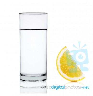 Water With Lemon Isolated On White Background Stock Photo
