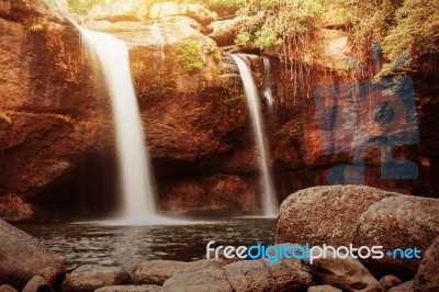 Waterfall And The Natural Beauty Of Country Stock Photo