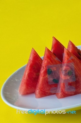 Watermelon Pieces Stock Photo
