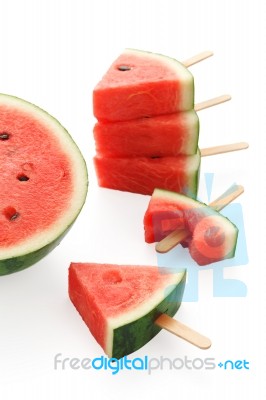 Watermelon Popsicle Yummy Fresh Summer Fruit Sweet Stock Photo