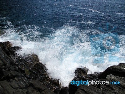 Waves Crashing On The Rocks Of The 5 Lands C Stock Photo Waves Crashing On The Rocks Of The 5 Lands C Stock Photo