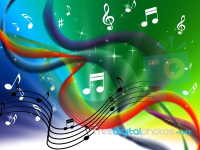 Waves Music Background Means Colorful Singing And Dj
 Stock Image