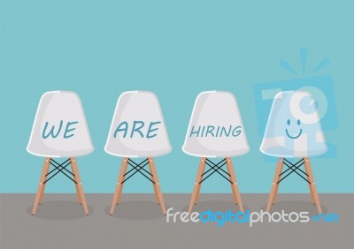 We Are Hiring Texts On The Chairs Stock Image