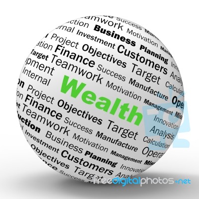 Wealth Sphere Definition Shows Fortune Or Accounting Treasure Stock Image