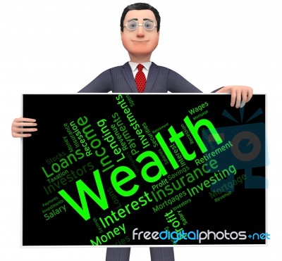 Wealth Word Shows Words Text And Rich Stock Image