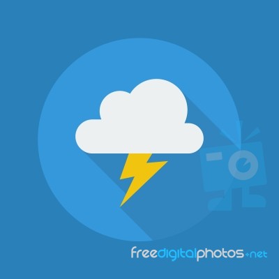 Weather Flat Icon. Thunder Stock Image