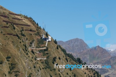 Weather Monitoring Station On The Gotthard Pass In Switzerland Stock Photo