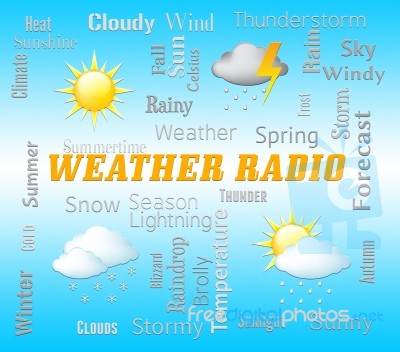 Weather Radio Means Forecast Broadcasting And Media Stock Image