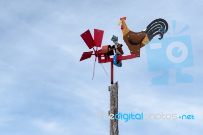 Weathervane At The Restaurant Malga Rinderplatz On The Villandro… Stock Photo