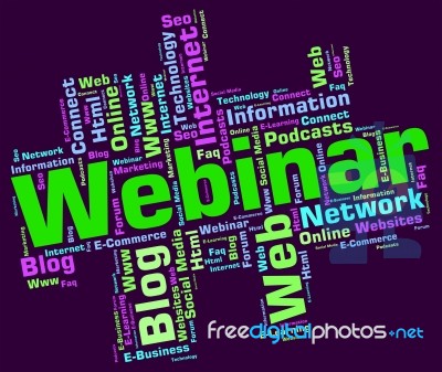 Webinar Wordcloud Means Www Teach And Education Stock Image