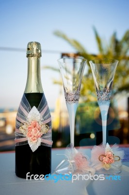 Wedding Accessories Champagne Glass Stock Photo