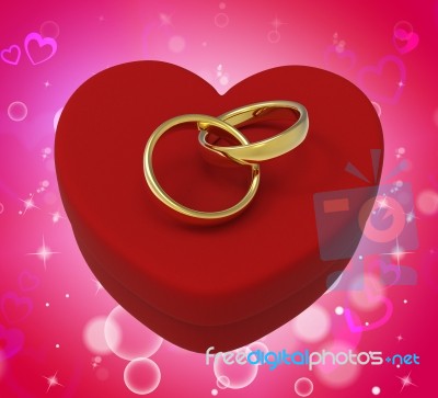 Wedding Rings On Heart Box Mean Romantic Proposal And Vows Stock Image