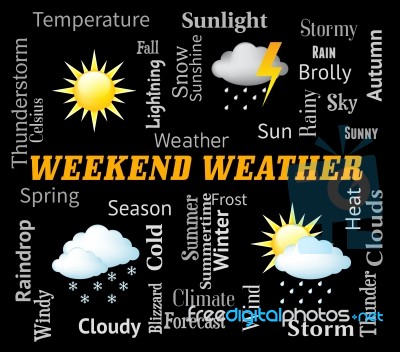 Weekend Weather Means Saturday And Sunday Forecast Stock Image