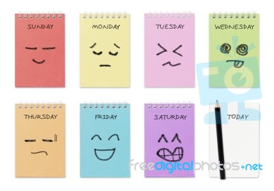 Weekly Calendar With Face Drawing Stock Image