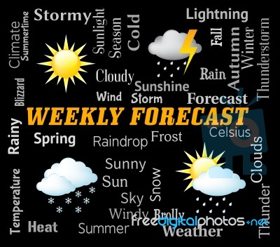 Weekly Forecast Represents Bad Weather And Forecasts Stock Image