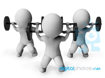 Weight Lifting Indicates Bar Bell And Bodybuilder 3d Rendering Stock Image