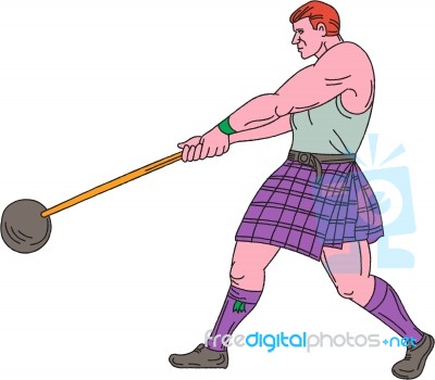 Weight Throw Highland Games Athlete Drawing Stock Image Weight Throw Highland Games Athlete Drawing Stock Image