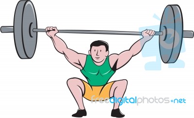Weightlifter Deadlift Lifting Weights Cartoon Stock Image