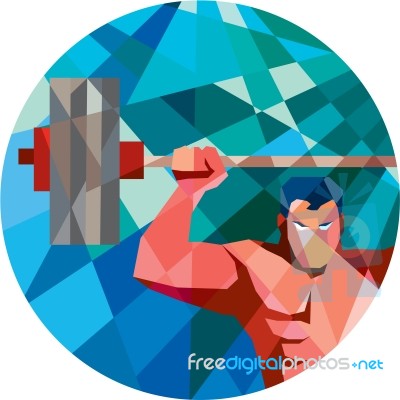 Weightlifter Snatch Grab Lifting Barbell Low Polygon Stock Image