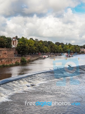 Weir On The River Dee At Chester Stock Photo