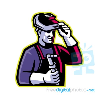 Welder Welding Torch Mascot Stock Image